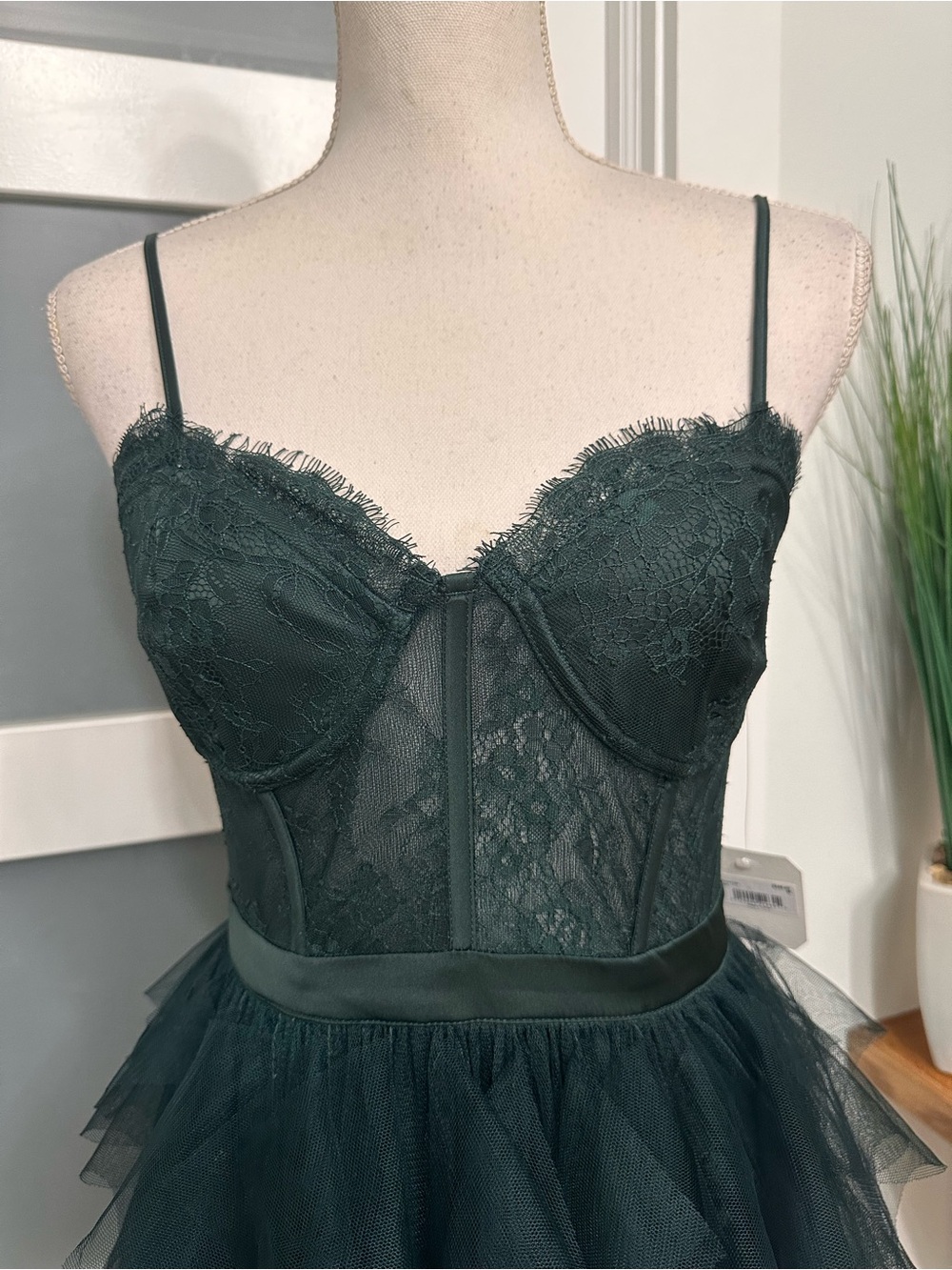 Alrar’d State Evelinah Ruffle Tulle Maxi Dress Hunter Green Medium Fairycore NWT - Picture 5 of 11